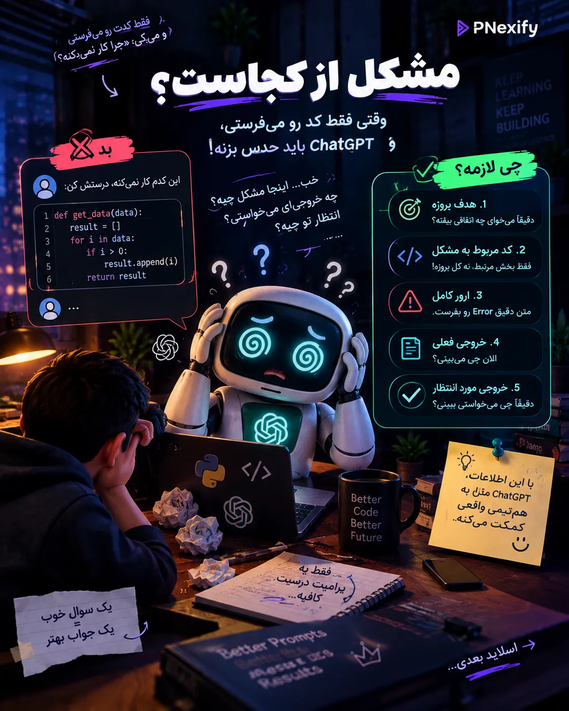 🤖 مشکل از ChatGPT نیست؛ شاید تو هنوز درست باهاش حرف نمی‌زنی!